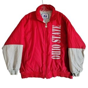 VTG Ohio State Buckeyes Puffer Anorack Winter Coat Jacket Mens XL Hooded Logo 7